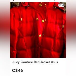 Juicy Couture Bold Red Puffer Jacket